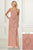 Adrianna Papell - 40164 Embellished Halter Sheath Dress With Slit In Pink and Gold