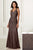 Adrianna Papell - 40165 Beaded Halter Trumpet Evening Dress In Brown