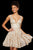 Sherri Hill - 52965 Ruched Plunging V-Neck Short Dress In White and Gold