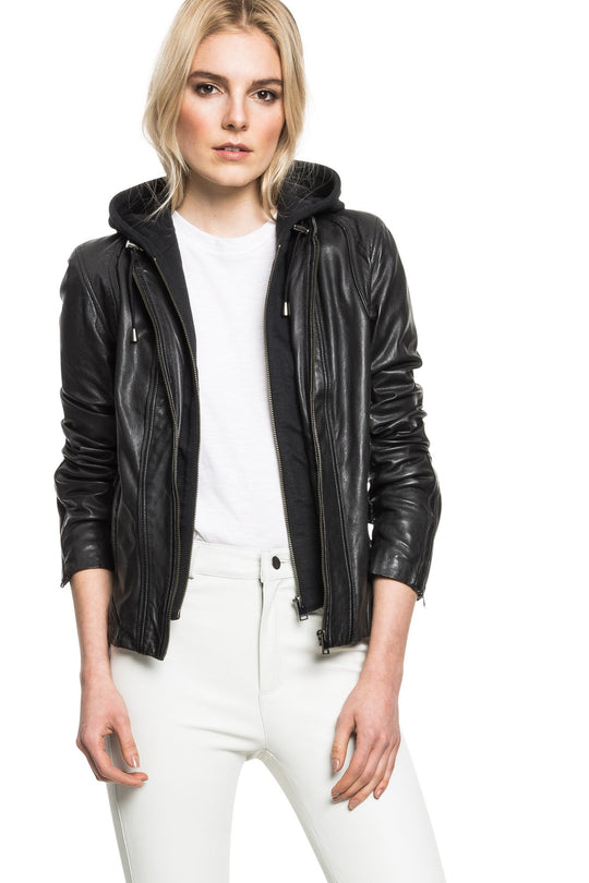 ARLETTE Motorcycle Jacket with hoodie | ARLETTE Veste de motard avec capuchon