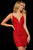 Sherri Hill - 52991 Short Plunging V-Neck Beaded Dress In Red