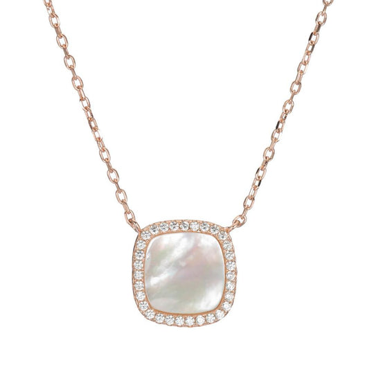 Pavé and Mother of Pearl Square Necklace