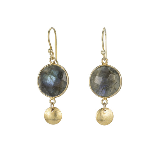 Boulder Gemstone Brushed Disc Earrings