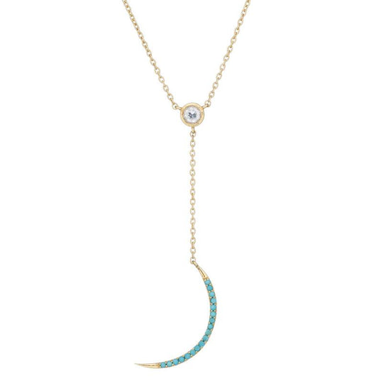 Tulum Crescent Moon Y-Drop Necklace