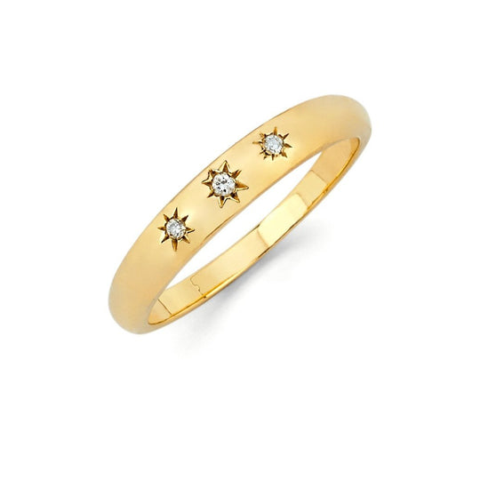 Star Set Rounded Ring Small