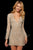 Sherri Hill - 53010 Beaded Long Sleeve Short Fringed Dress In Neutral and Silver