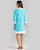 Bo & Nic - 1QA1000 Split Neck Floral Print Short Dress in Blue and Print