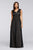 Sangria - ADWKOJ57 Cap Sleeve Sequined Empire Gown in Black and Neutral