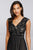 Sangria - ADWKOJ57 Cap Sleeve Sequined Empire Gown in Black and Neutral