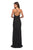 La Femme - 28206 Long Crisscross Strapped High Slit Sheath Gown In Black