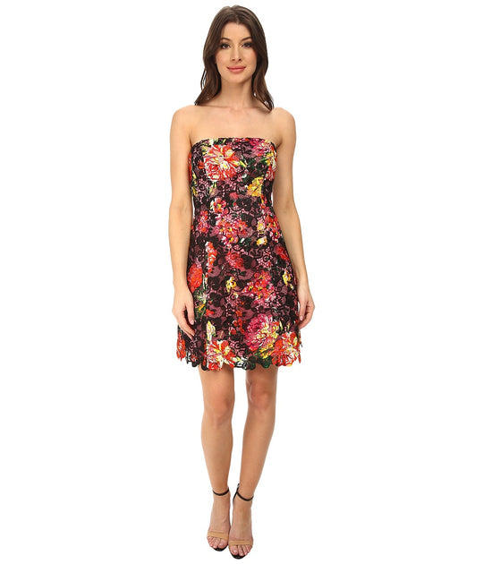 Adrianna Papell - Floral Print Lace Sleeveless Short Dress 41907160 in Floral and Multi-Color