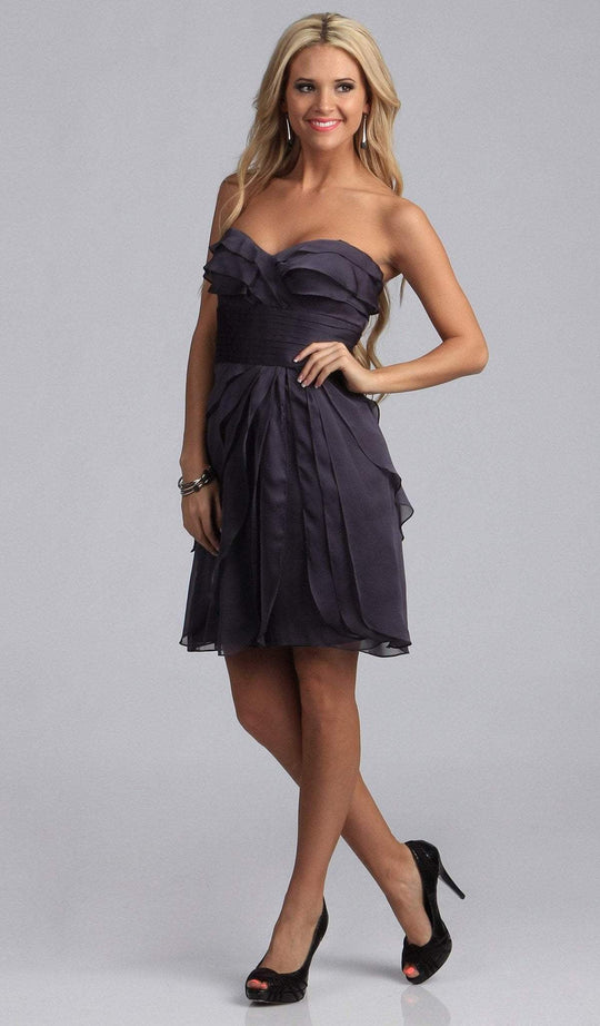 Adrianna Papell - 41857710 Strapless Tiered Chiffon Cocktail Dress In Black and Gray
