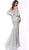 Jovani - 62053 Beaded Lace Off-Shoulder Trumpet Dress In Silver