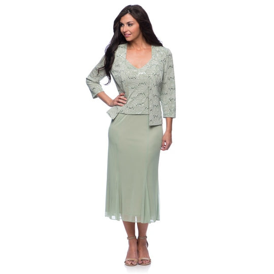 Alex Evenings - Two Piece Sequined Dress 125461 in Green