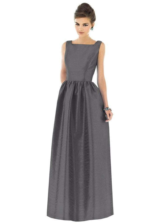 Alfred Sung - D519 Sleeveless Square Neck A-line Cocktail Dress In Gray