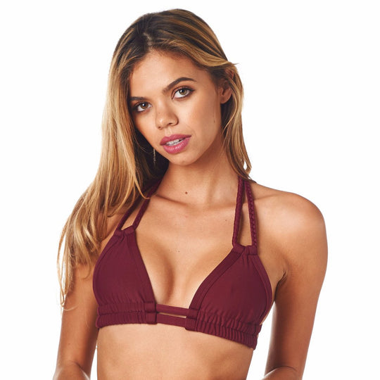 Maroon Braided Bikini T-Top
