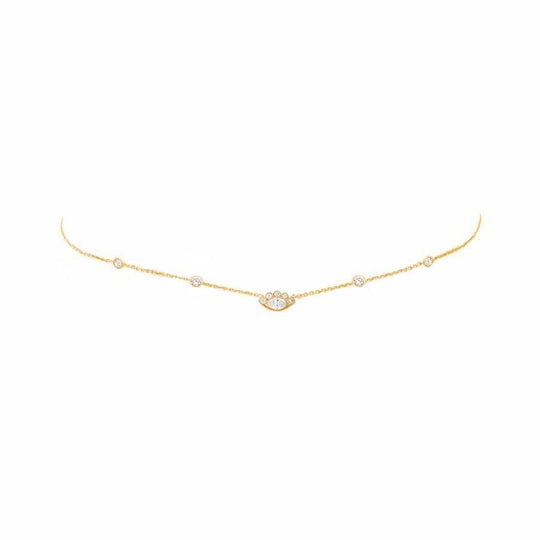 NEW! 5 Diamond Orbit Bezel Choker with Angel Eye Diamond Center