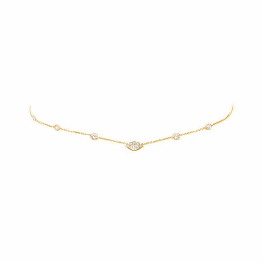 NEW! 7 Diamond Orbit Bezel Choker with Angel Eye Diamond Center