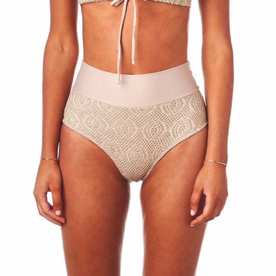 Mocha Crochet High Rise Bikini Bottom