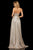 Sherri Hill - 52977 Long Surplice V-Neck High Slit Dress In Nude and Silver