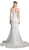 Cinderella Divine - 5232 Floral Applique Scoop Neck Trumpet Dress In White