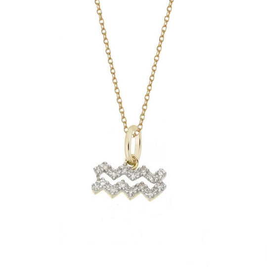 Aquarius Diamond Zodiac Charm Necklace