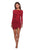 La Femme - 28192 Long Sleeve Backless Faux Wrap Dress In Red