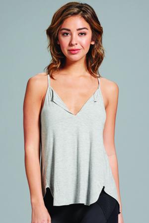 Ashley Split Neck Tank- Heather Grey