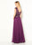 Cameron Blake - 219689 Floral Appliqued V-Neck A-Line Dress In Purple