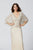 Primavera Couture - 3367 Beaded V-Neck Shawl Evening Dress In Neutral and Silver