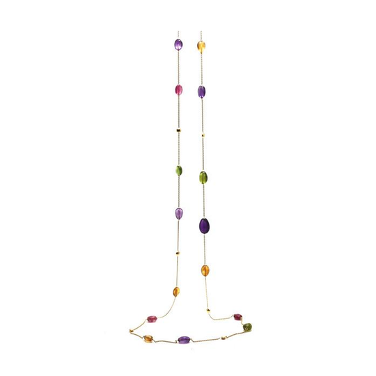 Multicolor Stone Baroque Necklace In 18K Yellow Gold
