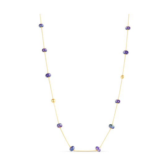 Tanzanite Smooth Roundel Necklace In 18K Yellow Gold