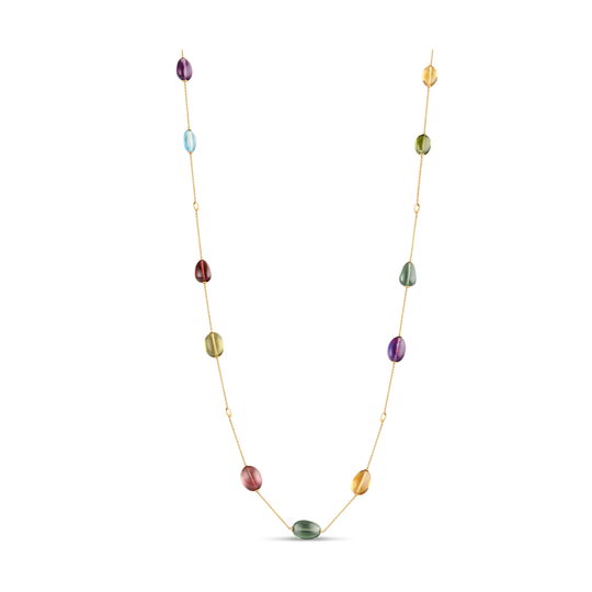 Multicolor Stone Baroque Necklace In 18K Yellow Gold