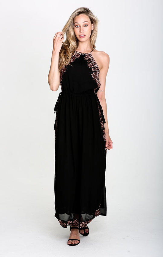 ANCON HIGH NECK SLIT MAXI DRESS