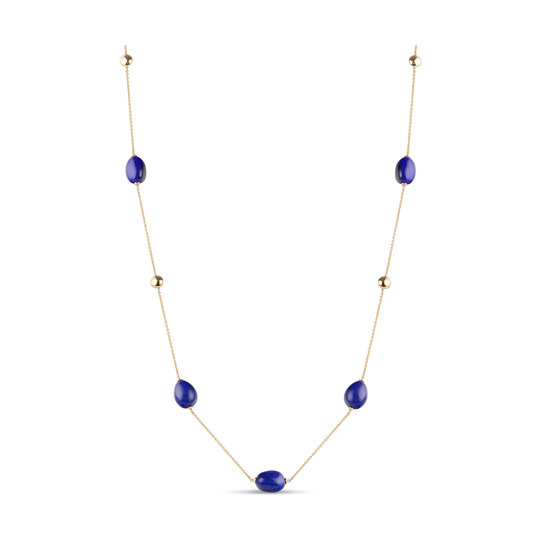 Tresor Collection - Lapis Smooth Baroque Necklace in 18k Yellow Gold
