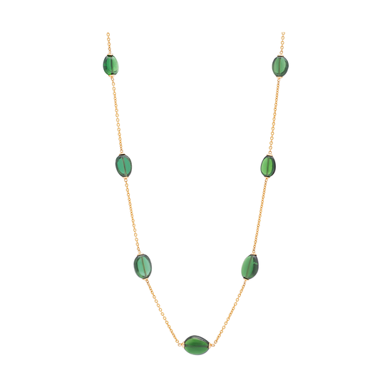 Tresor Collection - Tsavorite Olive Beads Necklace in 18K Yellow Gold