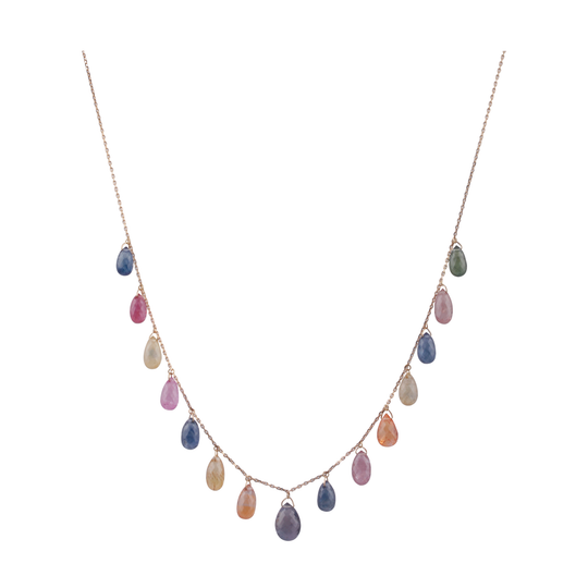 Tresor Collection - Multicolor Tourmaline Drops Necklace in 18K Yellow Gold