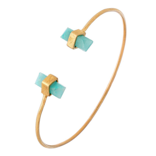 Heather Hawkins - Baguette Bar Bangle - Amazonite