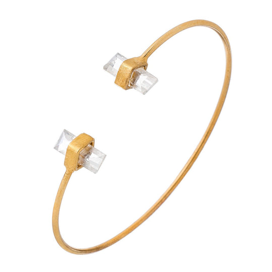 Baguette Bar Bangle - Crystal Quartz