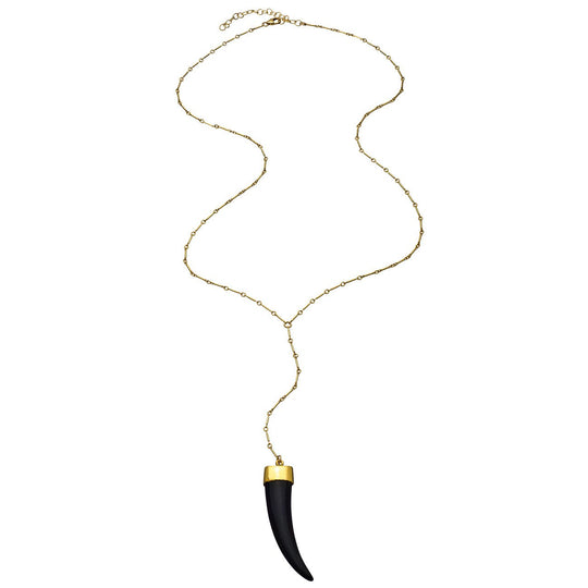 Bar Chain Y Necklace - Black Horn