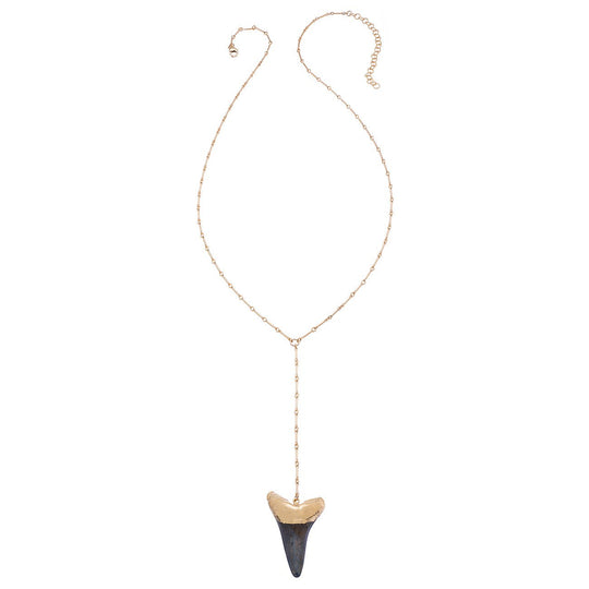 Bar Chain Y Necklace - Mako Shark Tooth