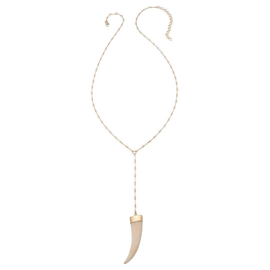 Heather Hawkins - Bar Chain Y Necklace - White Horn