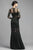 Beside Couture by Gemy - BC1369 Lace Long Sleeve Trumpet Dress In Black and Green