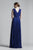 Beside Couture by Gemy - BC1375 Sheer Lace Trimmed V-Neck Long Gown In Blue