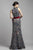Beside Couture by Gemy - BC1398 High Halter Jacquard A-line Dress In Black and Red