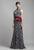 Beside Couture by Gemy - BC1398 High Halter Jacquard A-line Dress In Black and Red