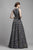Beside Couture by Gemy - BC1409 Floral Embroidered Jacquard Dress In Black and Purple