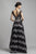 Beside Couture by Gemy - BC1410 Embroidered Vneck High Low Aline Dress In Black and Silver