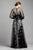 Beside Couture by Gemy - Illusion Long Sleeve Floral Ebroidered Tulle Dress In Black and Silver