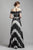 Beside Couture by Gemy - BC1412 Lace Off-Shoulder A-line Dress In Black and White